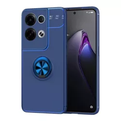  Szilikon telefonvédő (asztali tartó funkció, telefontartó gyűrű, 360°-ban forgatható, beépített fémlemez) SÖTÉTKÉK Oppo Reno 8 Pro