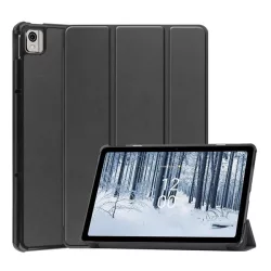   Tok álló, bőr hatású (aktív FLIP, oldalra nyíló, TRIFOLD, asztali tartó) FEKETE Nokia T21 LTE