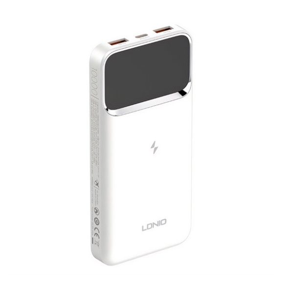 LDNIO vésztöltő 2 USB+Type-C aljzat (10000mAh, 22.5W, PD gyorstöltő, LED jelzés) FEHÉR