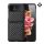 DUX DUCIS VENICE műanyag telefonvédő (valódi bőr hátlap, 3D rombusz minta, prémium) FEKETE Samsung Galaxy Z Flip4 5G (SM-F721)
