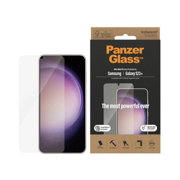 PANZERGLASS képernyővédő üveg (3D full cover, karcálló, ütésálló, 9H + felhelyezést segítő keret) ÁTLÁTSZÓ Samsung Galaxy S23 Plus (SM-S916)