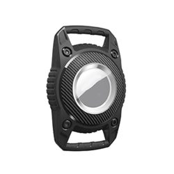   Szilikon tok (nyakörvre fűzhető, matt, karbon minta, ütésállóság, IP67 vízálló) FEKETE Apple AirTag