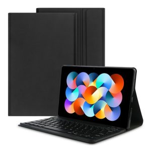 Tok álló, bőr hatású (FLIP, bluetooth billentyűzet, asztali tartó, QWERTY, angol nyelvű) FEKETE Xiaomi Redmi Pad