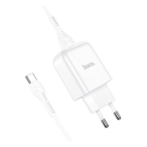 HOCO N2 VIGOUR hálózati töltő USB aljzat (10W, gyorstöltő + Type-C kábel) FEHÉR