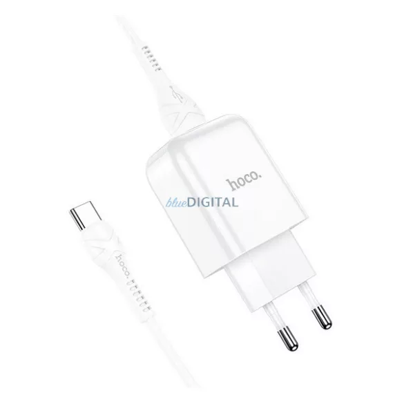 HOCO N2 VIGOUR hálózati töltő USB aljzat (10W, gyorstöltő + Type-C kábel) FEHÉR