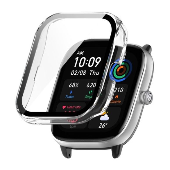 Műanyag keret (ütésálló + kijelzővédő üveg) ÁTLÁTSZÓ Amazfit GTS 4 Mini