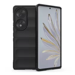   Szilikon telefonvédő (közepesen ütésálló, kamera védelem, 3D minta) FEKETE Honor 70