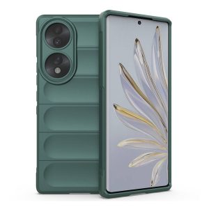 Szilikon telefonvédő (közepesen ütésálló, kamera védelem, 3D minta) SÖTÉTZÖLD Honor 70