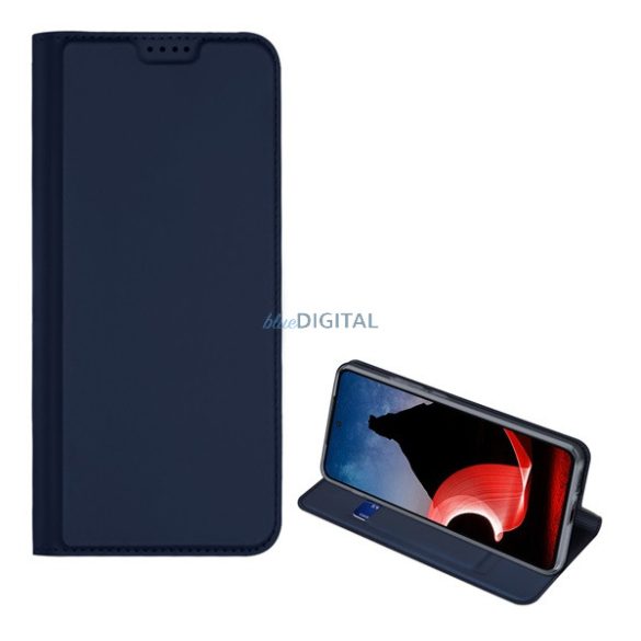 DUX DUCIS SKIN PRO tok álló, bőr hatású (FLIP, oldalra nyíló, bankkártya tartó, asztali tartó funkció) SÖTÉTKÉK Motorola ThinkPhone