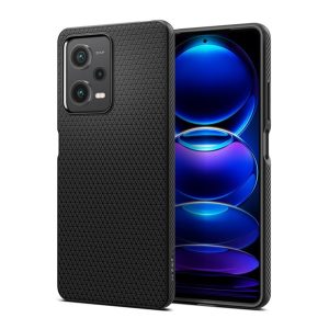 SPIGEN LIQUID AIR szilikon telefonvédő (közepesen ütésálló, légpárnás sarok, rombusz minta) FEKETE Xiaomi Poco X5 Pro 5G, Xiaomi Redmi Note 12 Pro