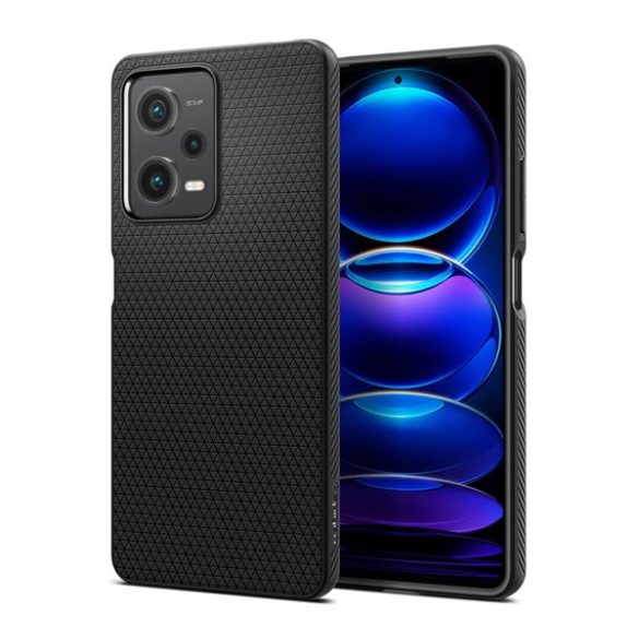 SPIGEN LIQUID AIR szilikon telefonvédő (közepesen ütésálló, légpárnás sarok, rombusz minta) FEKETE Xiaomi Poco X5 Pro 5G, Xiaomi Redmi Note 12 Pro