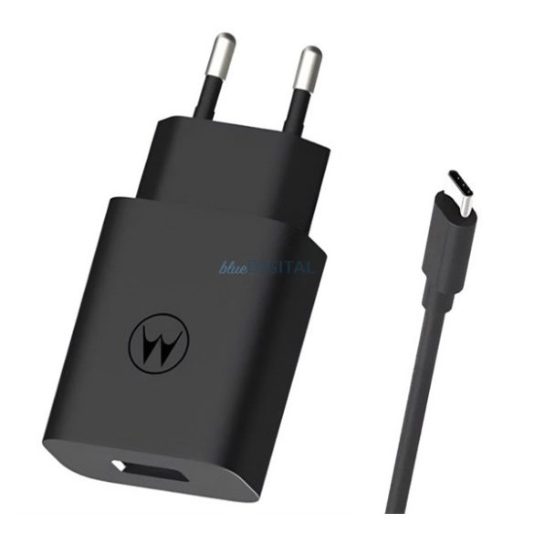 MOTOROLA TURBOPOWER hálózati töltő USB aljzat (20W, gyorstöltő 3.0 + Type-C kábel) FEKETE