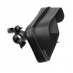   Kerékpáros telefontartó (kormányra, 360°, por és vízálló cipzáras tok, 4.8-5.5") FEKETE