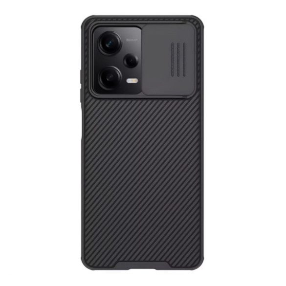 NILLKIN CAMSHIELD PRO műanyag telefonvédő (szilikon keret, közepesen ütésálló, kamera védelem, csíkos minta) FEKETE Xiaomi Poco X5 Pro 5G, Xiaomi Redmi Note 12 Pro