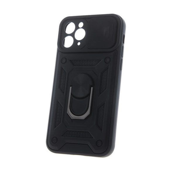 Defender műanyag telefonvédő (közepesen ütésálló, szilikon belső, telefontartó gyűrű, kamera védelem) FEKETE Motorola Moto E30 (XT2159), Motorola Moto E40 (XT2159)