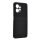 Műanyag telefonvédő (szilikon keret, közepesen ütésálló, beépített fémlemez, bőr hatású hátlap, csíkos minta) FEKETE Xiaomi Redmi Note 12 4G