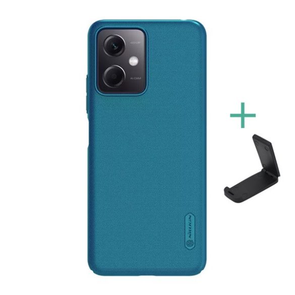 NILLKIN SUPER FROSTED műanyag telefonvédő (gumírozott, érdes felület + asztali tartó) SÖTÉTKÉK Xiaomi Redmi Note 12 5G, Xiaomi Poco X5 5G