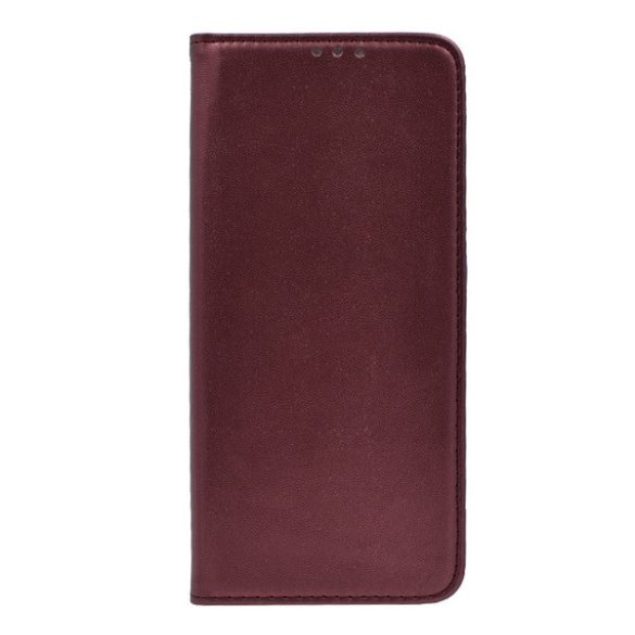 Tok álló, bőr hatású (FLIP, oldalra nyíló, asztali tartó funkció) BURGUNDY Motorola Moto G32 (XT2235)