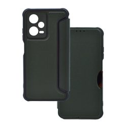   Tok álló, bőr hatású (FLIP, oldalra nyíló, légpárnás sarok, kamera védelem, karbon minta) SÖTÉTZÖLD Xiaomi Poco X5 5G, Xiaomi Redmi Note 12 5G