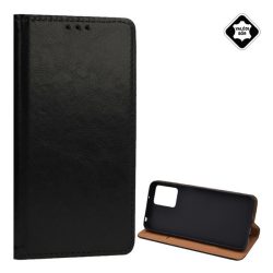   Tok álló, valódi bőr (FLIP, oldalra nyíló, asztali tartó funkció) FEKETE Motorola Moto G23, Moto G13