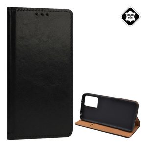 Tok álló, valódi bőr (FLIP, oldalra nyíló, asztali tartó funkció) FEKETE Xiaomi Poco X5 5G, Xiaomi Redmi Note 12 5G