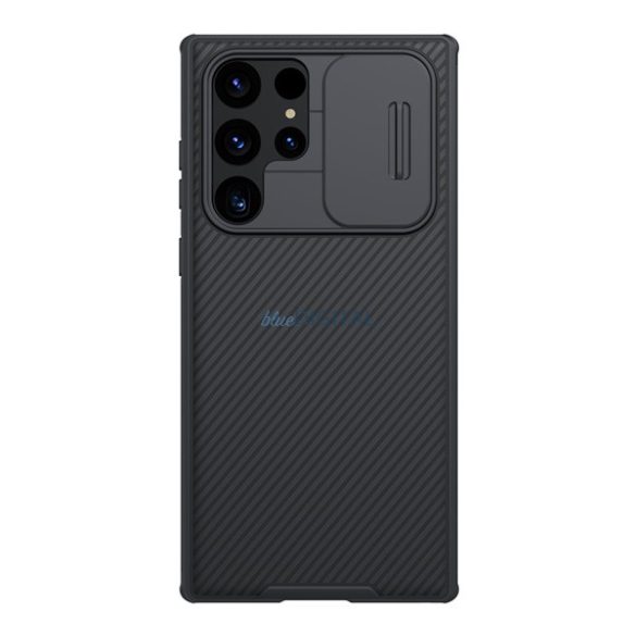 NILLKIN CAMSHIELD PRO MAGNETIC műanyag telefonvédő (közepesen ütésálló, kamera védelem, fémlemez, csíkos) FEKETE Samsung Galaxy S22 Ultra 5G (SM-S908)