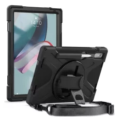   Defender műanyag telefonvédő (ütésállóság, kitámasztó, 360° + kézpánt, vállpánt) FEKETE Lenovo Tab P11 Pro Gen2 (TB132FU) WIFI