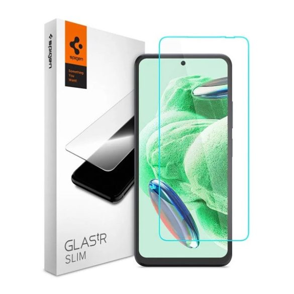 SPIGEN SLIM képernyővédő üveg 2db (2.5D, extra karcálló, tokbarát, ultravékony, 0.2mm, 9H) ÁTLÁTSZÓ Xiaomi Redmi Note 12 5G, Xiaomi Poco X5 5G