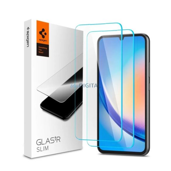SPIGEN SLIM képernyővédő üveg 2db (2.5D, extra karcálló, tokbarát, ultravékony, 0.2mm, 9H) ÁTLÁTSZÓ Samsung Galaxy A34 5G (SM-A346)
