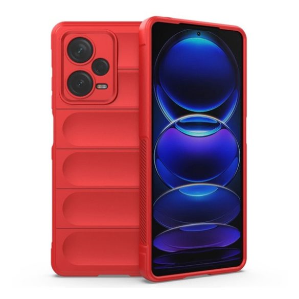 Szilikon telefonvédő (közepesen ütésálló, kamera védelem, 3D minta) PIROS Xiaomi Redmi Note 12 Pro Plus