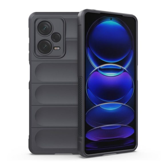 Szilikon telefonvédő (közepesen ütésálló, kamera védelem, 3D minta) SÖTÉTSZÜRKE Xiaomi Redmi Note 12 Pro Plus