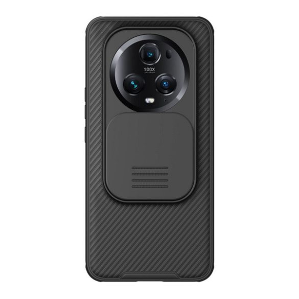 NILLKIN CAMSHIELD PRO műanyag telefonvédő (szilikon keret, közepesen ütésálló, kamera védelem, csíkos minta) FEKETE Honor Magic5 Pro 5G