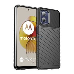   Szilikon telefonvédő (közepesen ütésálló, csíkos, dombor minta) FEKETE Motorola Moto G73