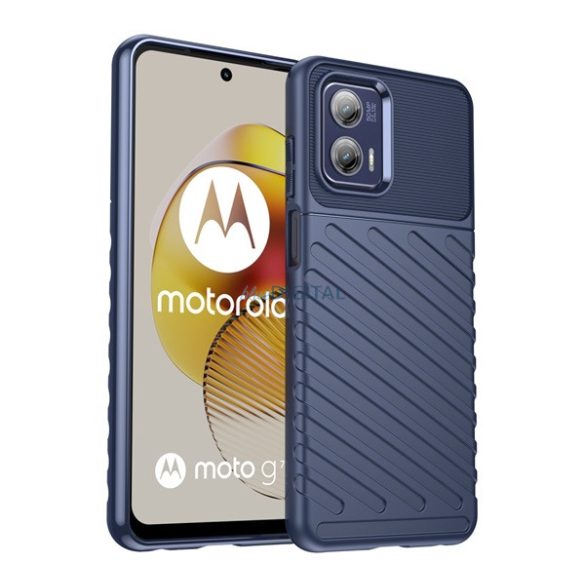 Szilikon telefonvédő (közepesen ütésálló, csíkos, dombor minta) SÖTÉTKÉK Motorola Moto G73