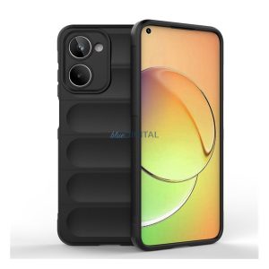 Szilikon telefonvédő (közepesen ütésálló, kamera védelem, 3D minta) FEKETE Realme 10