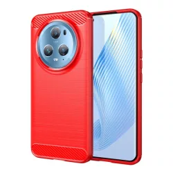   Szilikon telefonvédő (közepesen ütésálló, légpárnás sarok, szálcsiszolt, karbon minta) PIROS Honor Magic5 Pro 5G
