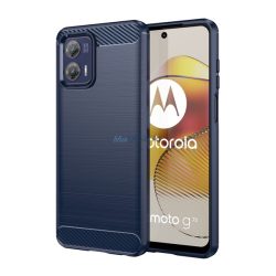   Szilikon telefonvédő (közepesen ütésálló, légpárnás sarok, szálcsiszolt, karbon minta) SÖTÉTKÉK Motorola Moto G73