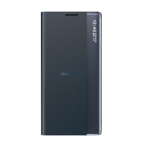 Tok álló, bőr hatású (FLIP, oldalra nyíló, asztali tartó funkció, hívószámkijelzés, View Window) SÖTÉTKÉK Samsung Galaxy A14 5G (SM-A146), Samsung Galaxy A14 4G (SM-A145)