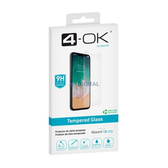 4-OK képernyővédő üveg (3D, íves, karcálló, tokbarát, ujjlenyomat olvasó, 9H) ÁTLÁTSZÓ Xiaomi 13 Lite