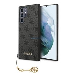   GUESS 4G CHARMS műanyag telefonvédő (textil hátlap, telefondísz) SÖTÉTSZÜRKE Samsung Galaxy S23 Ultra (SM-S918)