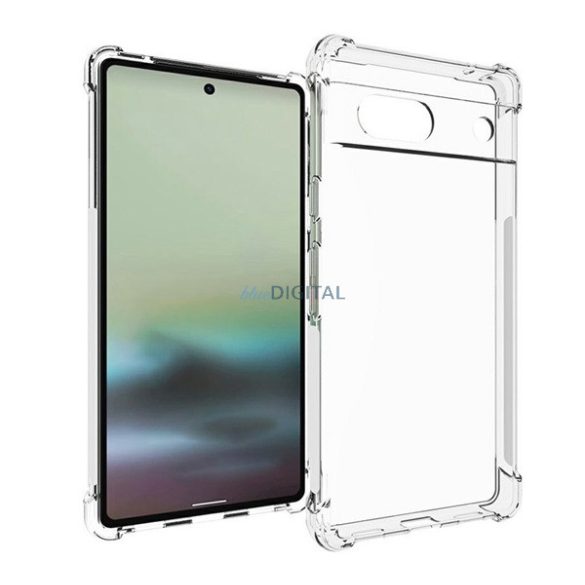 Szilikon telefonvédő (közepesen ütésálló, légpárnás sarok) ÁTLÁTSZÓ Google Pixel 7a