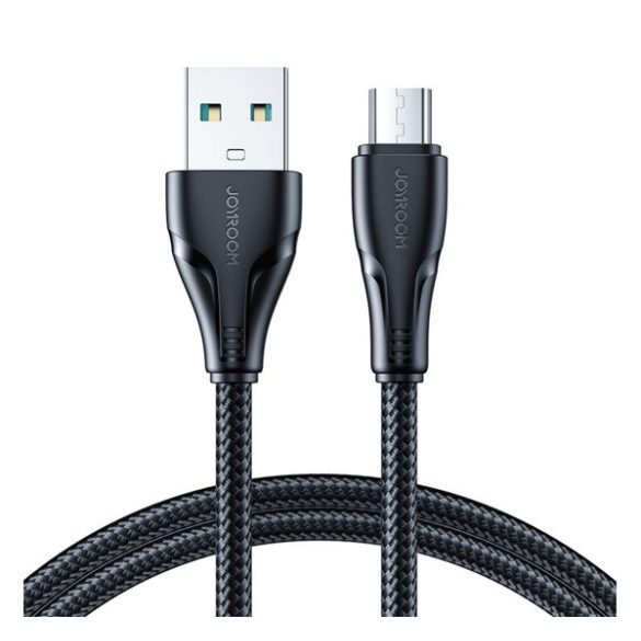 JOYROOM SURPASS adatkábel (USB - microUSB, 2.4A, gyorstöltő, 200cm, törésgátló) FEKETE