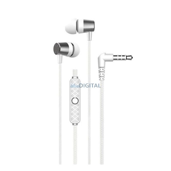 DEVIA fülhallgató SZTEREO (3.5mm jack, mikrofon, felvevő gomb) FEHÉR