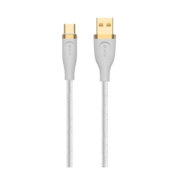 DEVIA STAR adatkábel (USB - Type-C, 2.4A, gyorstöltő, 150cm) FEHÉR 