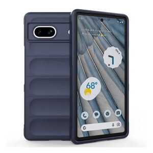 Szilikon telefonvédő (közepesen ütésálló, kamera védelem, 3D minta) SÖTÉTKÉK Google Pixel 7a