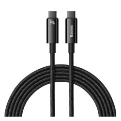   BASEUS TUNGSTEN GOLD adatkábel (Type-C - Type-C, 240W, PD gyorstöltő, 100cm, törésgátló) FEKETE