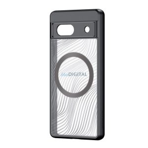 DUX DUCIS AIMO műanyag telefonvédő (közepesen ütésálló, szilikon keret, kamera védelem, mágneses, hullám minta) FEKETE Google Pixel 7a