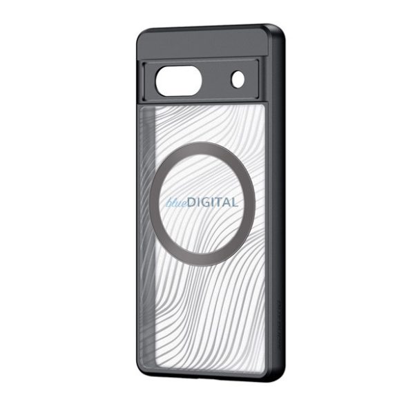 DUX DUCIS AIMO műanyag telefonvédő (közepesen ütésálló, szilikon keret, kamera védelem, mágneses, hullám minta) FEKETE Google Pixel 7a