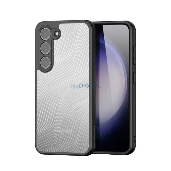 DUX DUCIS AIMO műanyag telefonvédő (közepesen ütésálló, szilikon keret, kamera védelem, matt, hullám minta) FEKETE Samsung Galaxy S23 Plus (SM-S916)