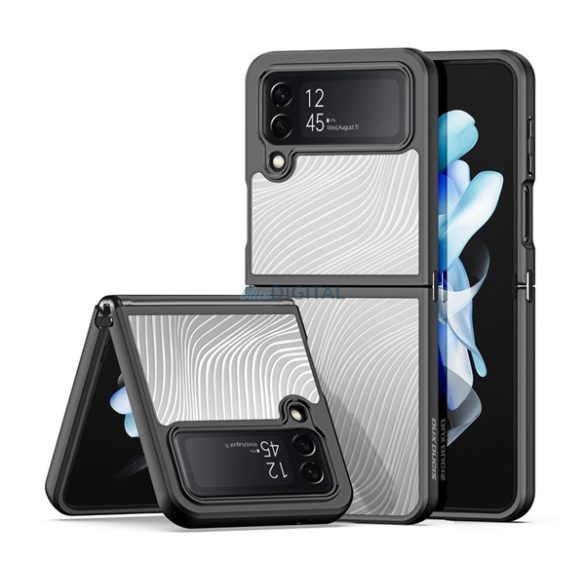 DUX DUCIS AIMO műanyag telefonvédő (közepesen ütésálló, szilikon keret, kamera védelem, matt, hullám minta) FEKETE Samsung Galaxy Z Flip4 5G (SM-F721)